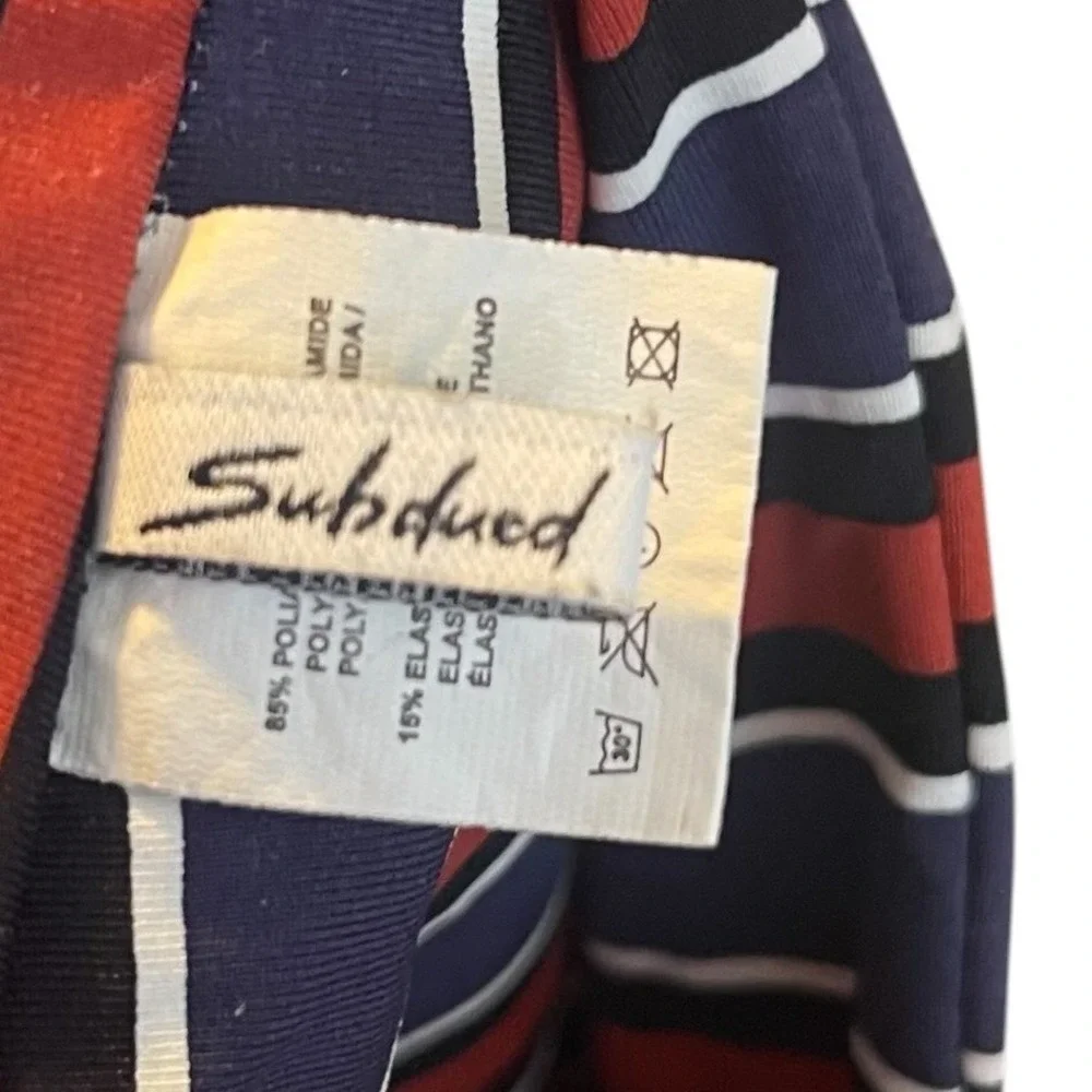 Subdued Women Blue Red Striped High Waisted Bikini‎ Bottom Size S